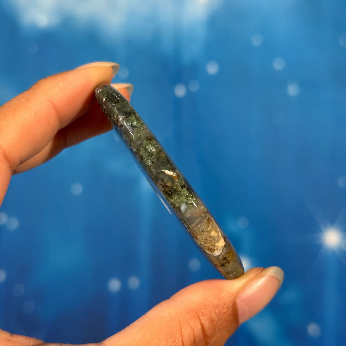Moss Agate Flat Palmstone – 0.048 kg