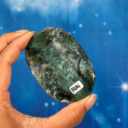 Moss Agate Flat Palmstone – 0.062 kg