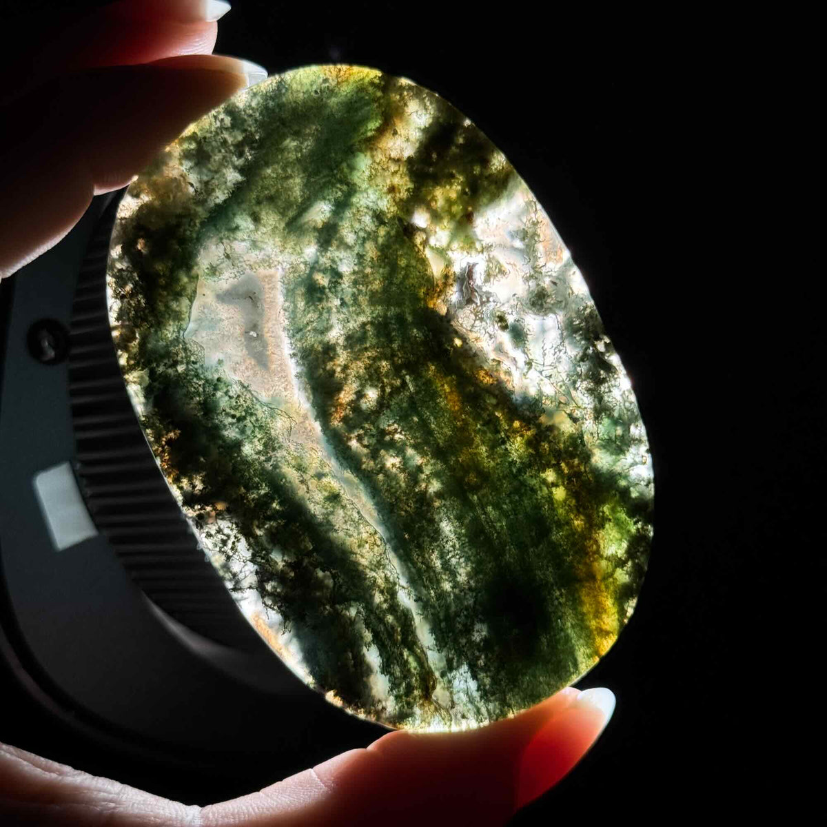 Moss Agate Flat Palmstone – 0.062 kg