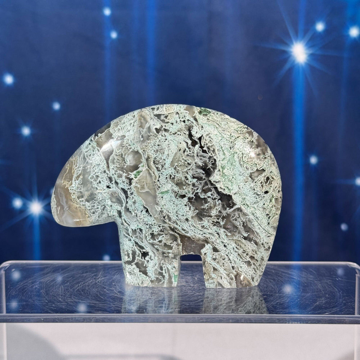 Moss Agate Bear – 0.147 kg