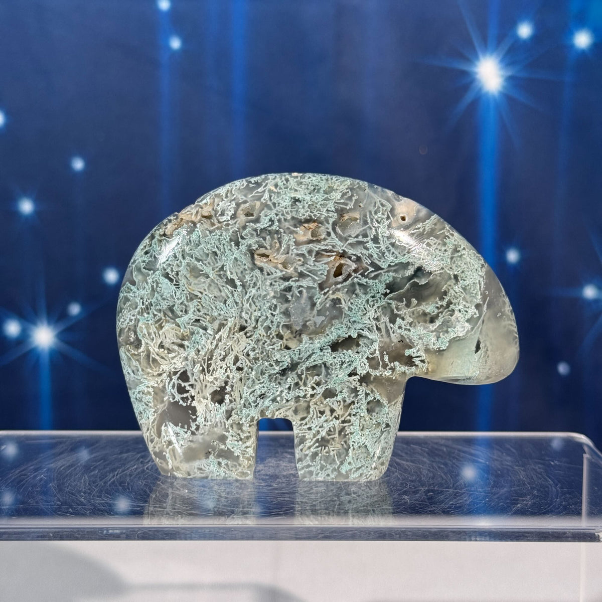 Moss Agate Bear – 0.147 kg