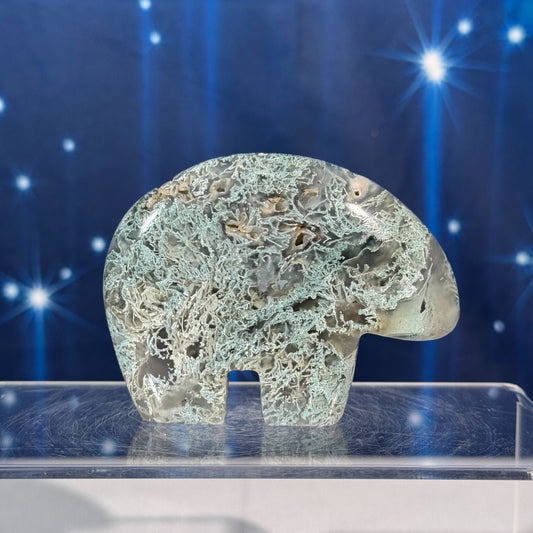 Moss Agate Bear – 0.147 kg