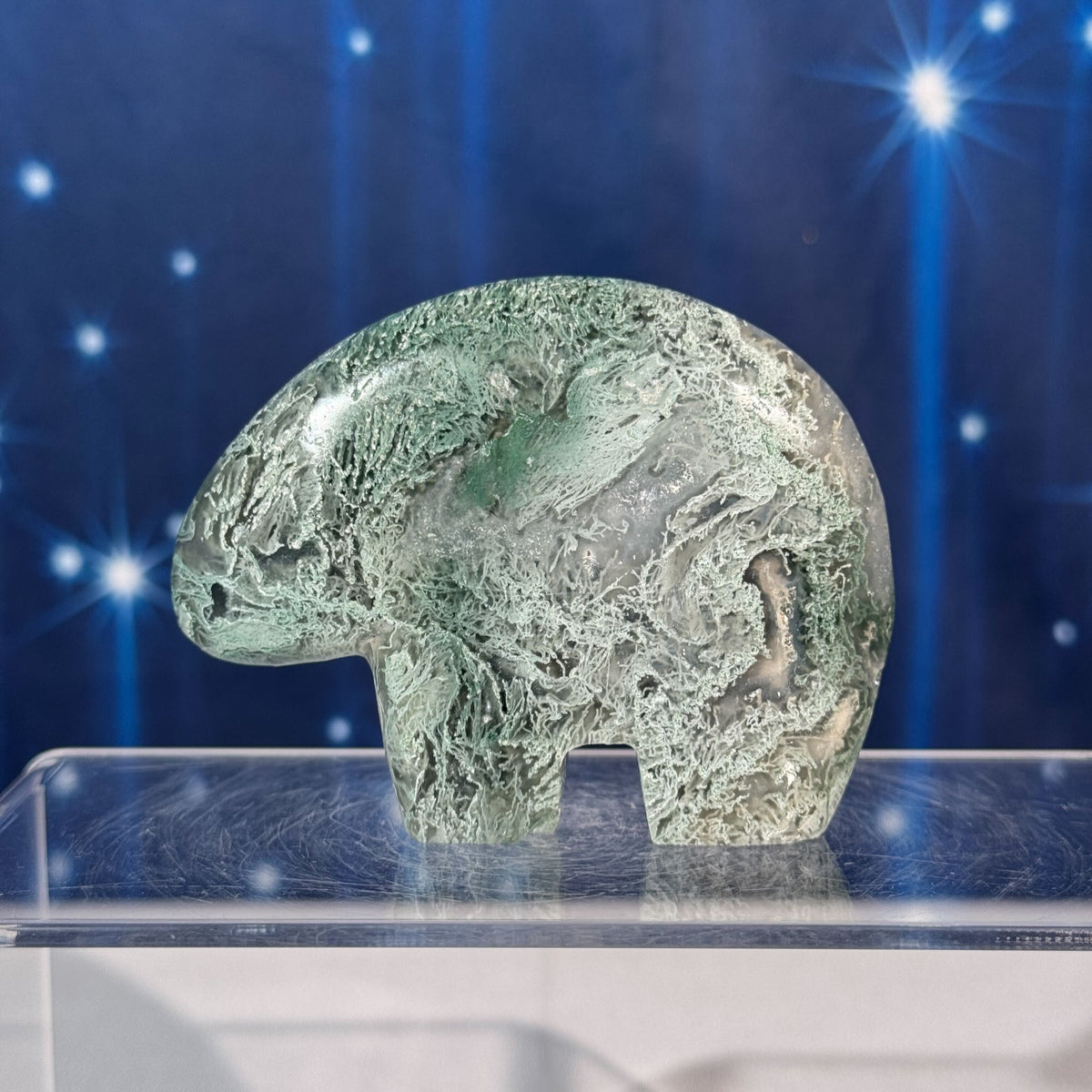 Moss Agate Bear – 0.145 kg