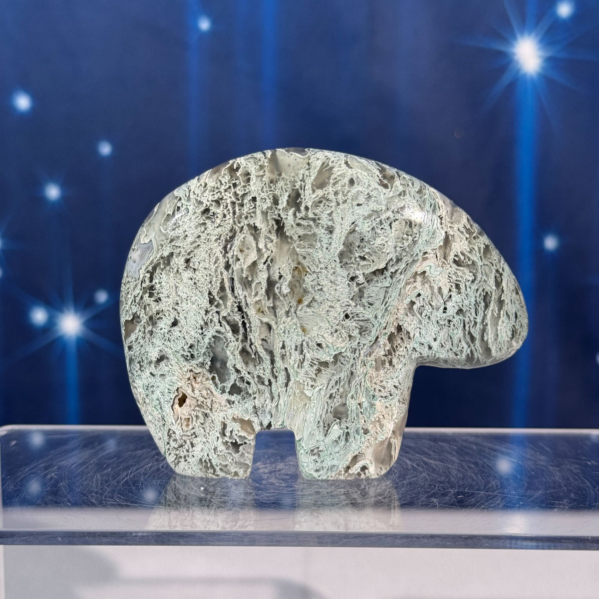 Moss Agate Bear – 0.128 kg