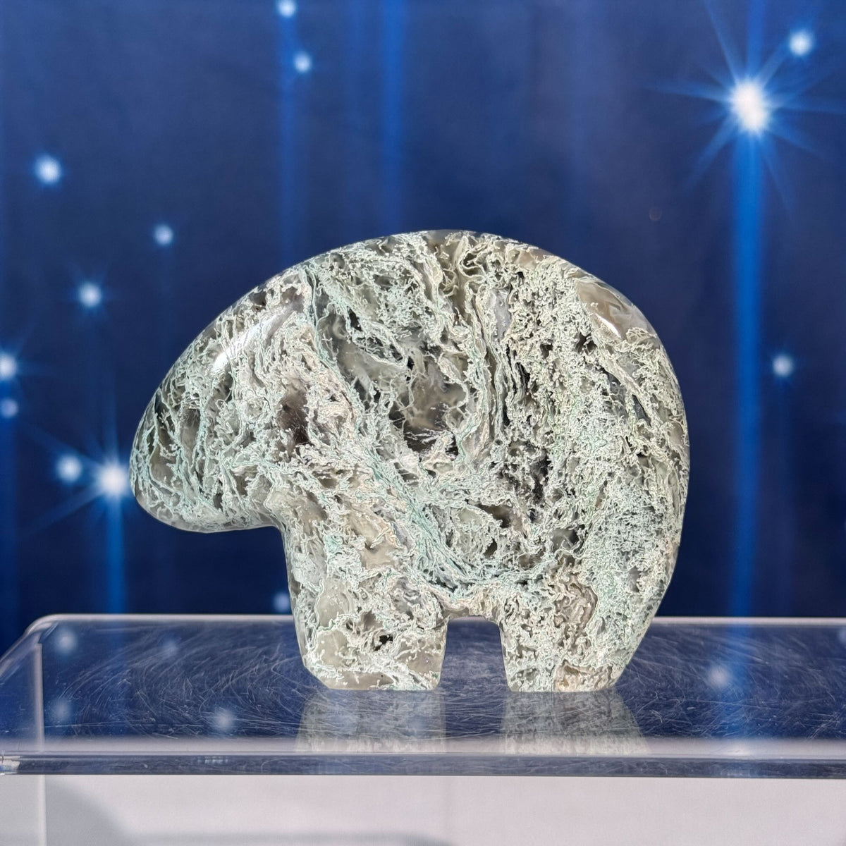 Moss Agate Bear – 0.128 kg