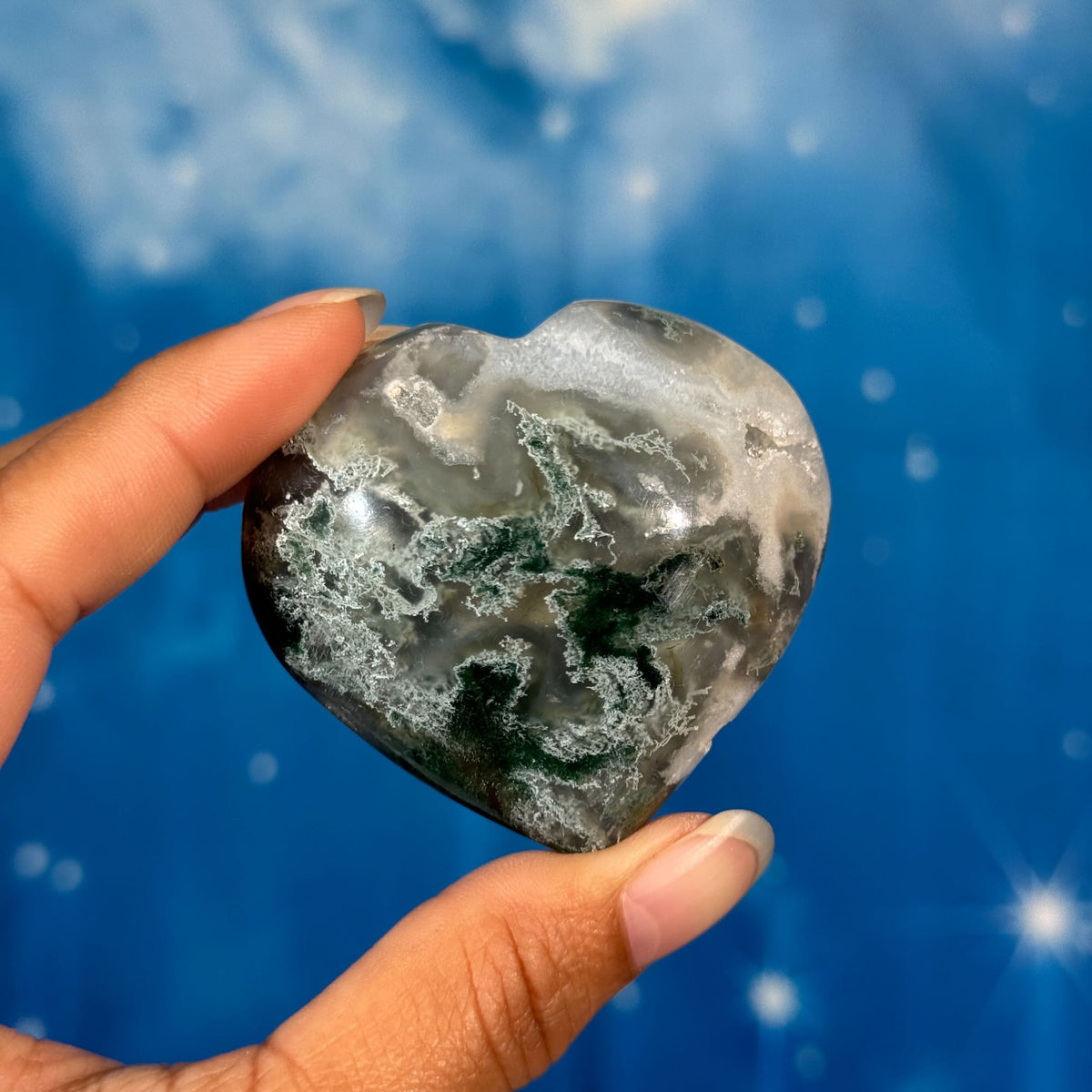 Moss Agate Heart – 0.113 kg