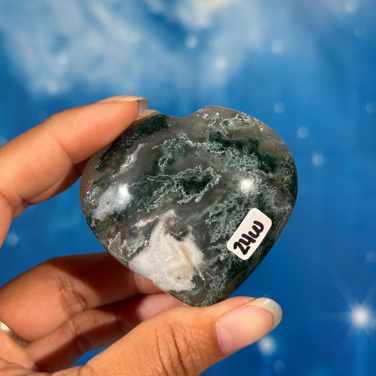 Moss Agate Heart – 0.113 kg