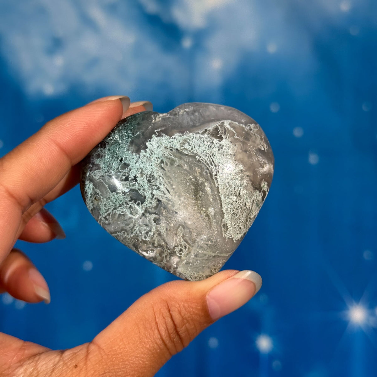 Moss Agate Heart – 0.105 kg