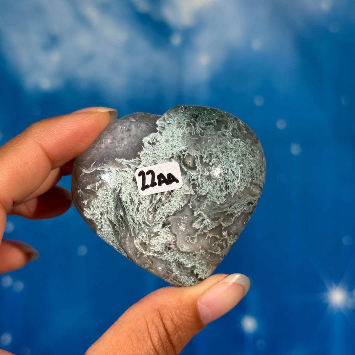 Moss Agate Heart – 0.105 kg