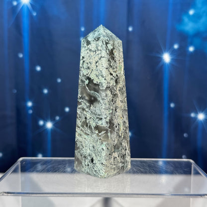 Moss Agate Obelisk – 0.159 kg