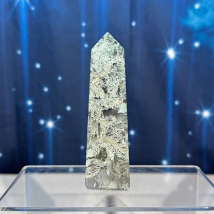 Moss Agate Obelisk – 0.159 kg