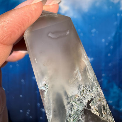 Moss Agate Obelisk – 0.156 kg