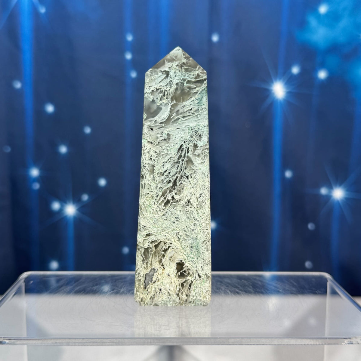 Moss Agate Obelisk – 0.150 kg