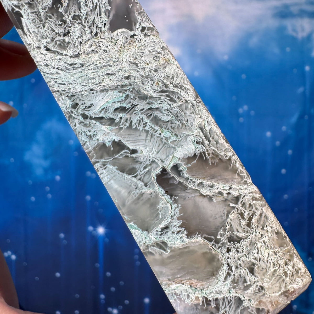 Moss Agate Obelisk – 0.150 kg