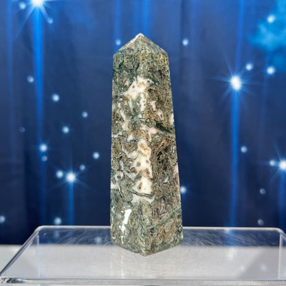Moss Agate Obelisk – 0.147 kg
