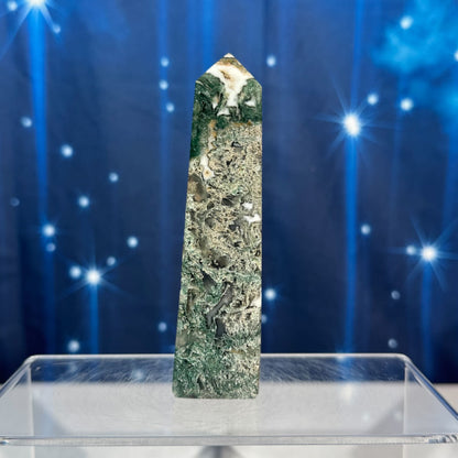 Moss Agate Obelisk – 0.147 kg