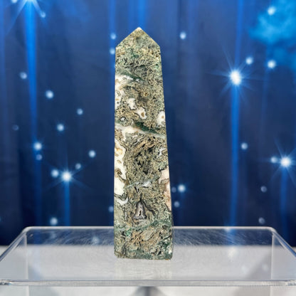 Moss Agate Obelisk – 0.147 kg