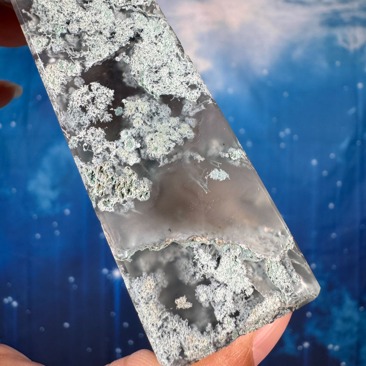 Moss Agate Obelisk – 0.136 kg