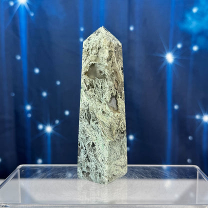 Moss Agate Obelisk – 0.133 kg