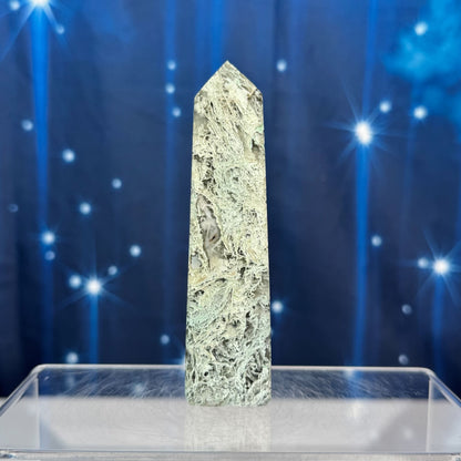 Moss Agate Obelisk – 0.133 kg