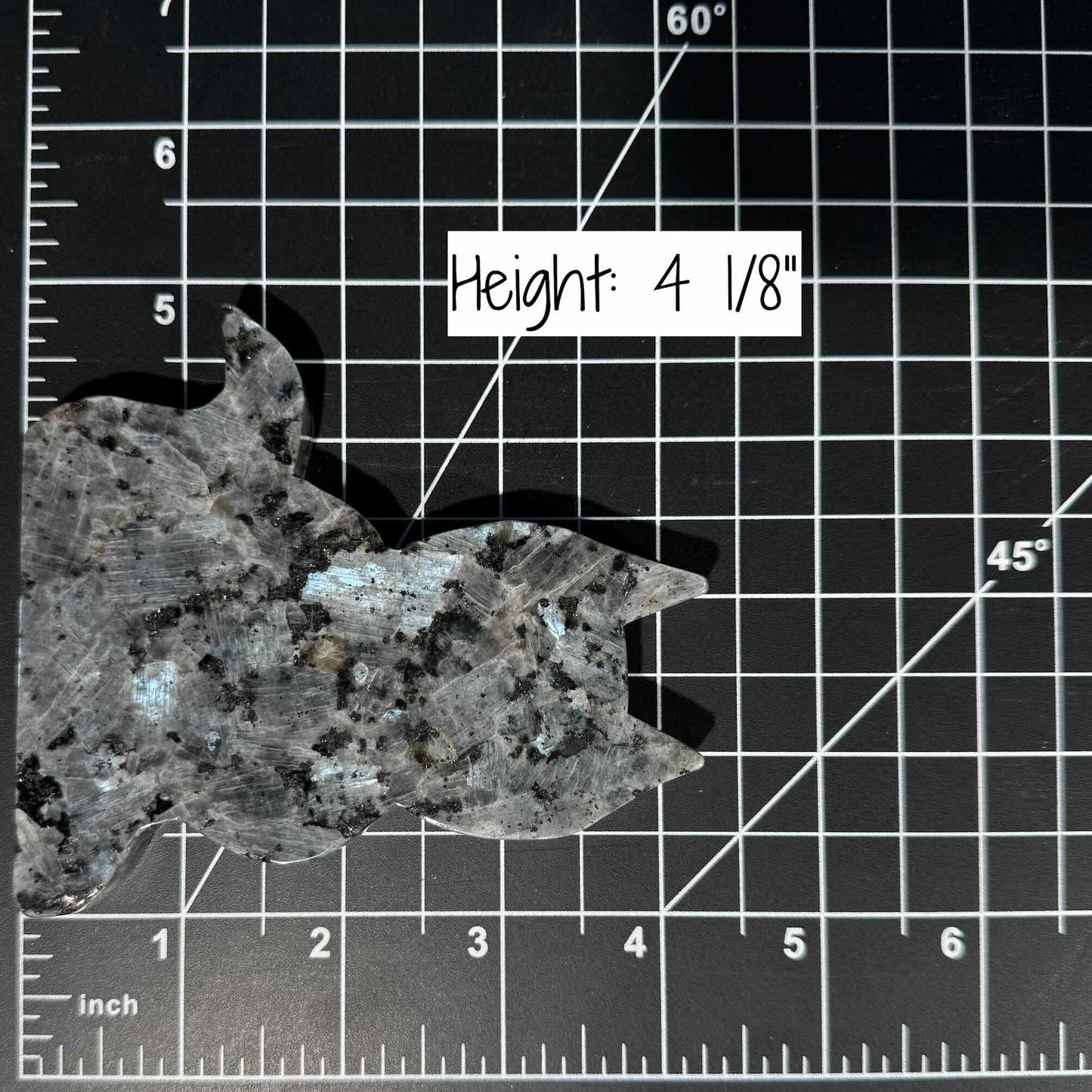 Larvikite cat carving