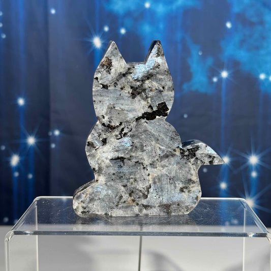 Larvikite Cat carving