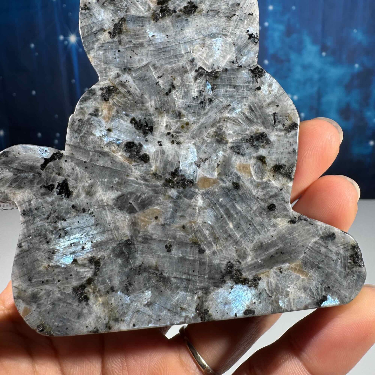 Larvikite Cat carving