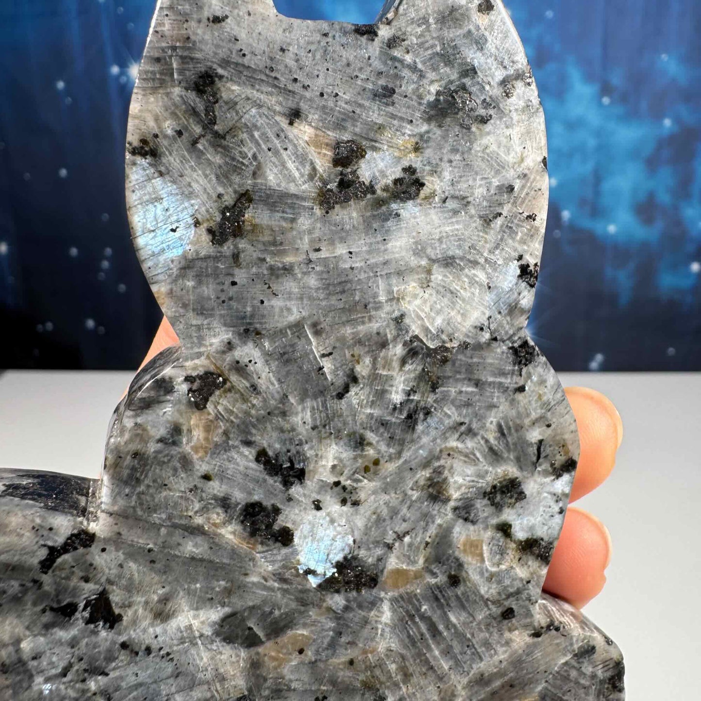 Larvikite Cat carving
