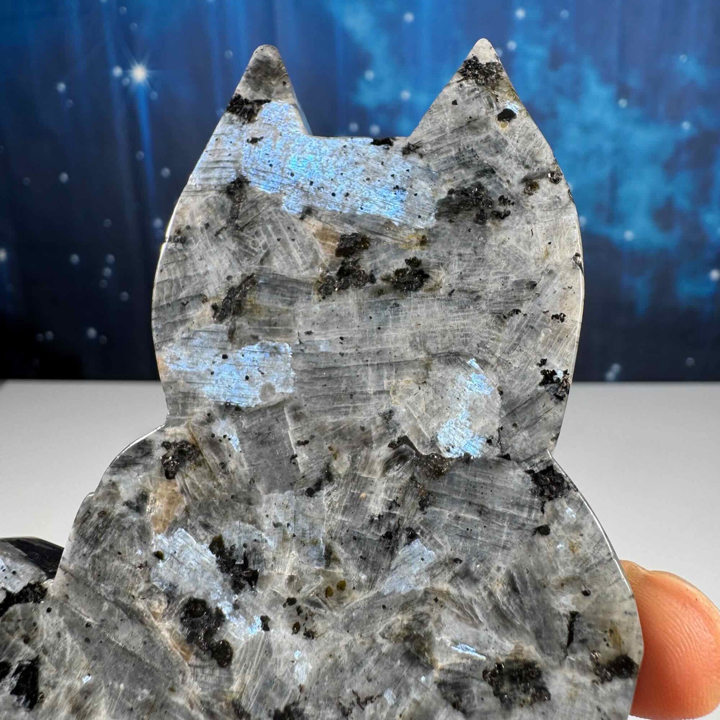 Larvikite Cat carving