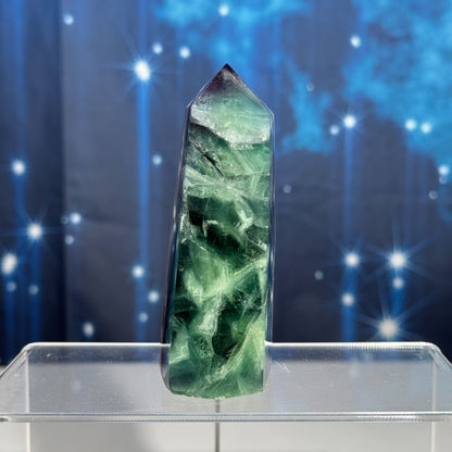 Rainbow Fluorite Point with a Natural Raw Side – 0.320 kg