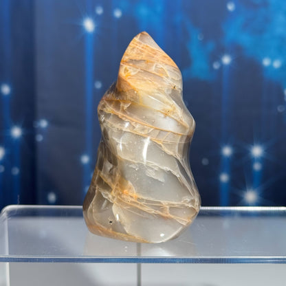 Flashy Black and Peach Moonstone Flame with Sunstone – 0.289 kg