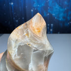 Flashy Black and Peach Moonstone Flame with Sunstone – 0.289 kg