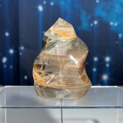 Flashy Black and Peach Moonstone Flame – 0.340 kg