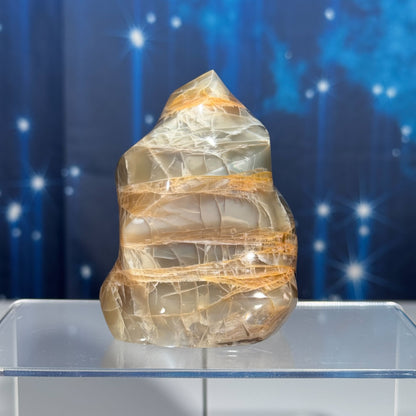 Flashy Black and Peach Moonstone Flame – 0.340 kg