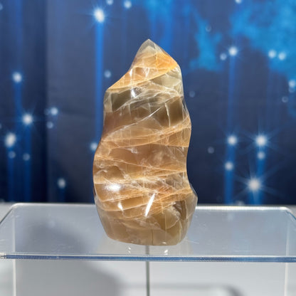 Flashy Black and Peach Moonstone Flame – 0.340 kg