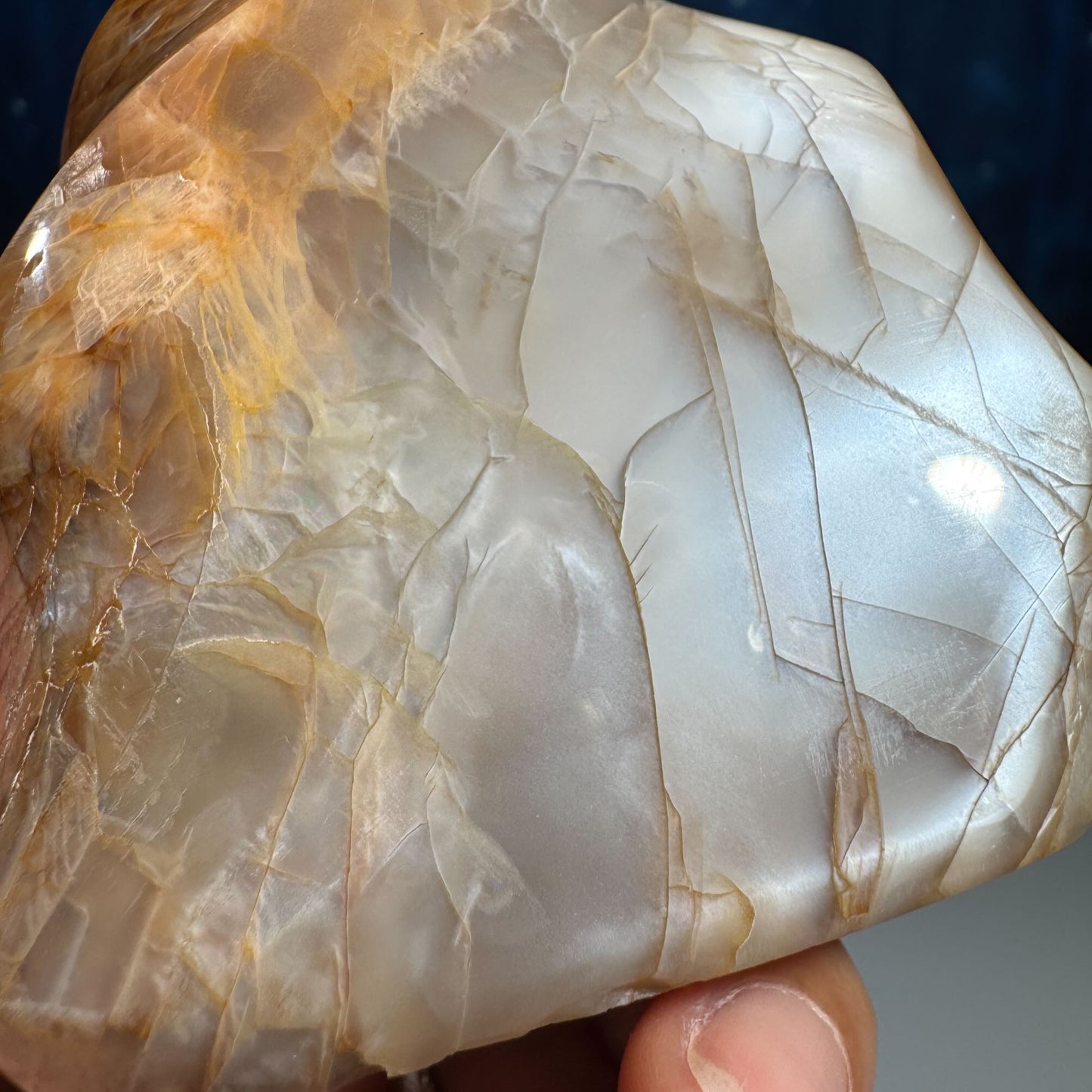 Flashy Black and Peach Moonstone flame