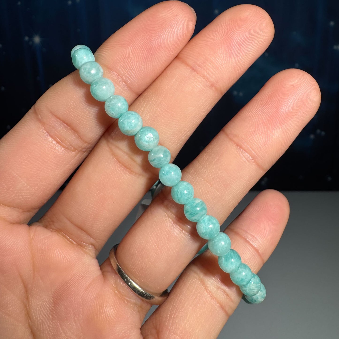 One (1) Amazonite bracelet–stretchy | 6mm beads