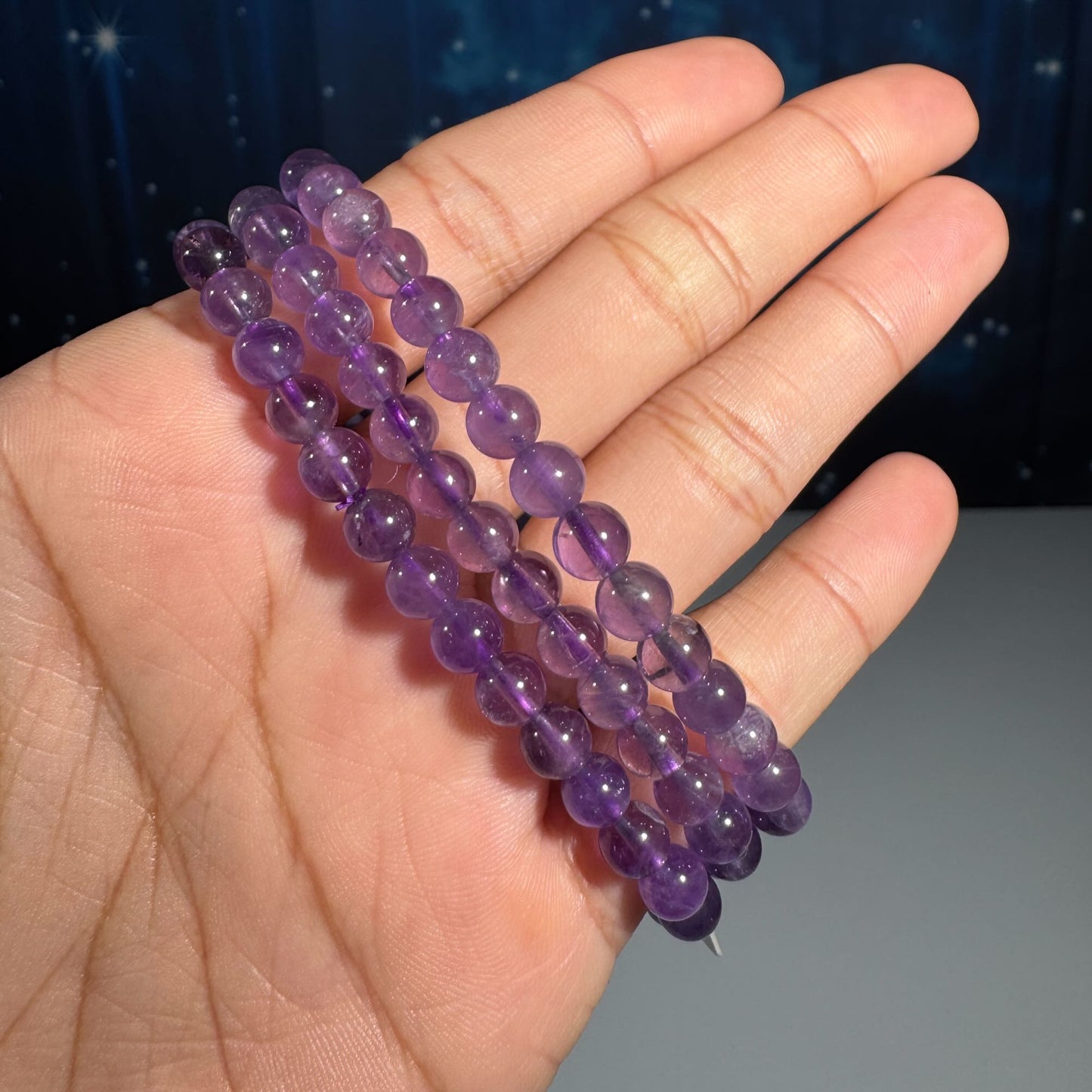 One (1) Amethyst bracelet – stretchy | 6mm beads