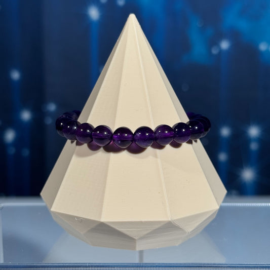 One (1) Amethyst bracelet – stretchy | 8mm beads