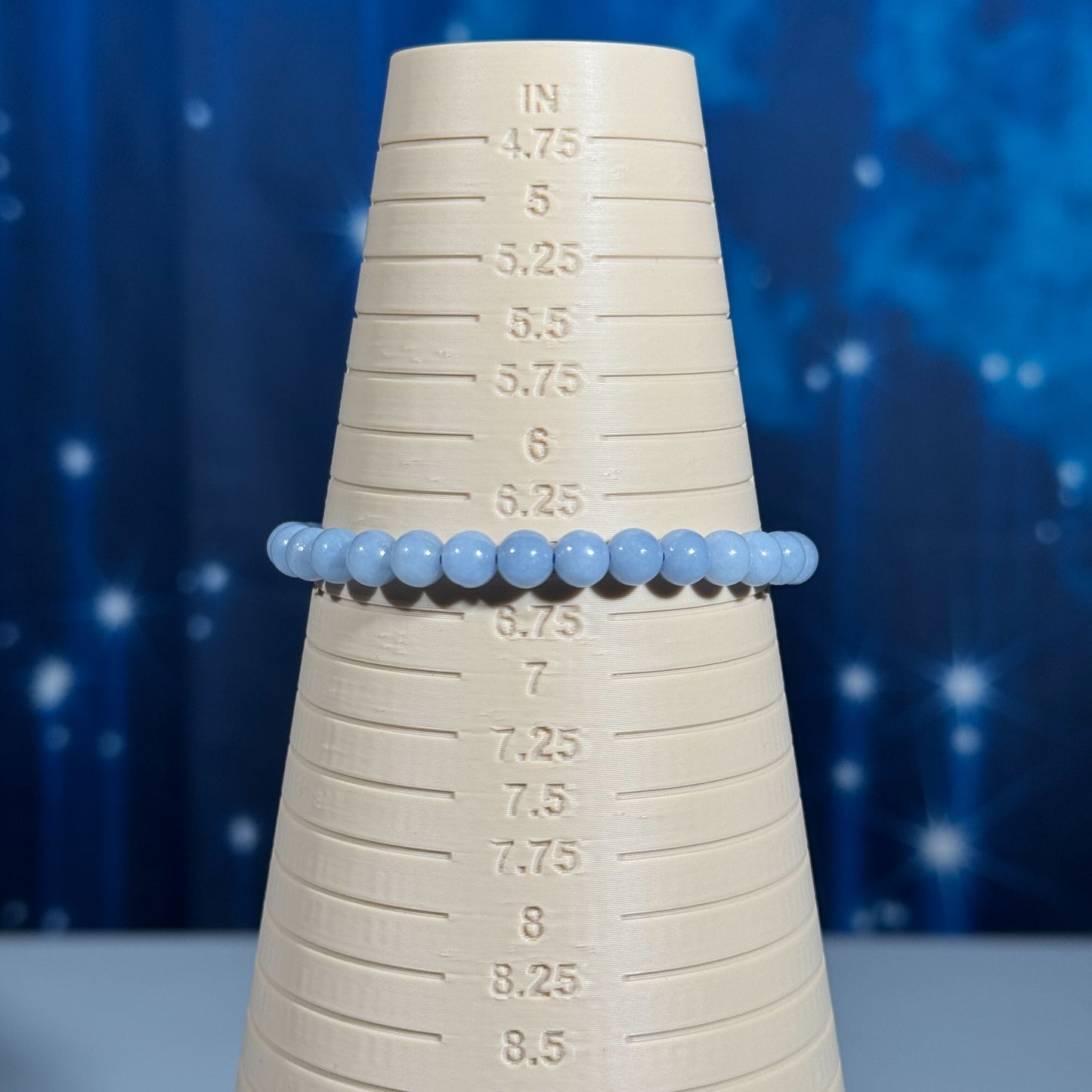 One (1) Angelite bracelet – stretchy | 6mm beads