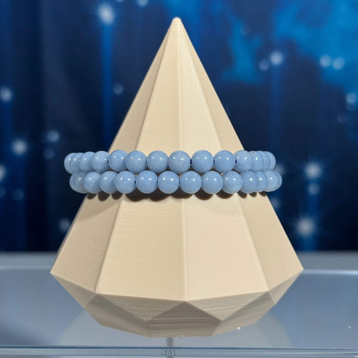 One (1) Angelite bracelet – stretchy | 6mm beads