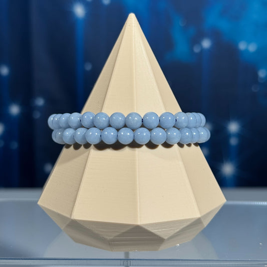 One (1) Angelite bracelet – stretchy | 6mm beads