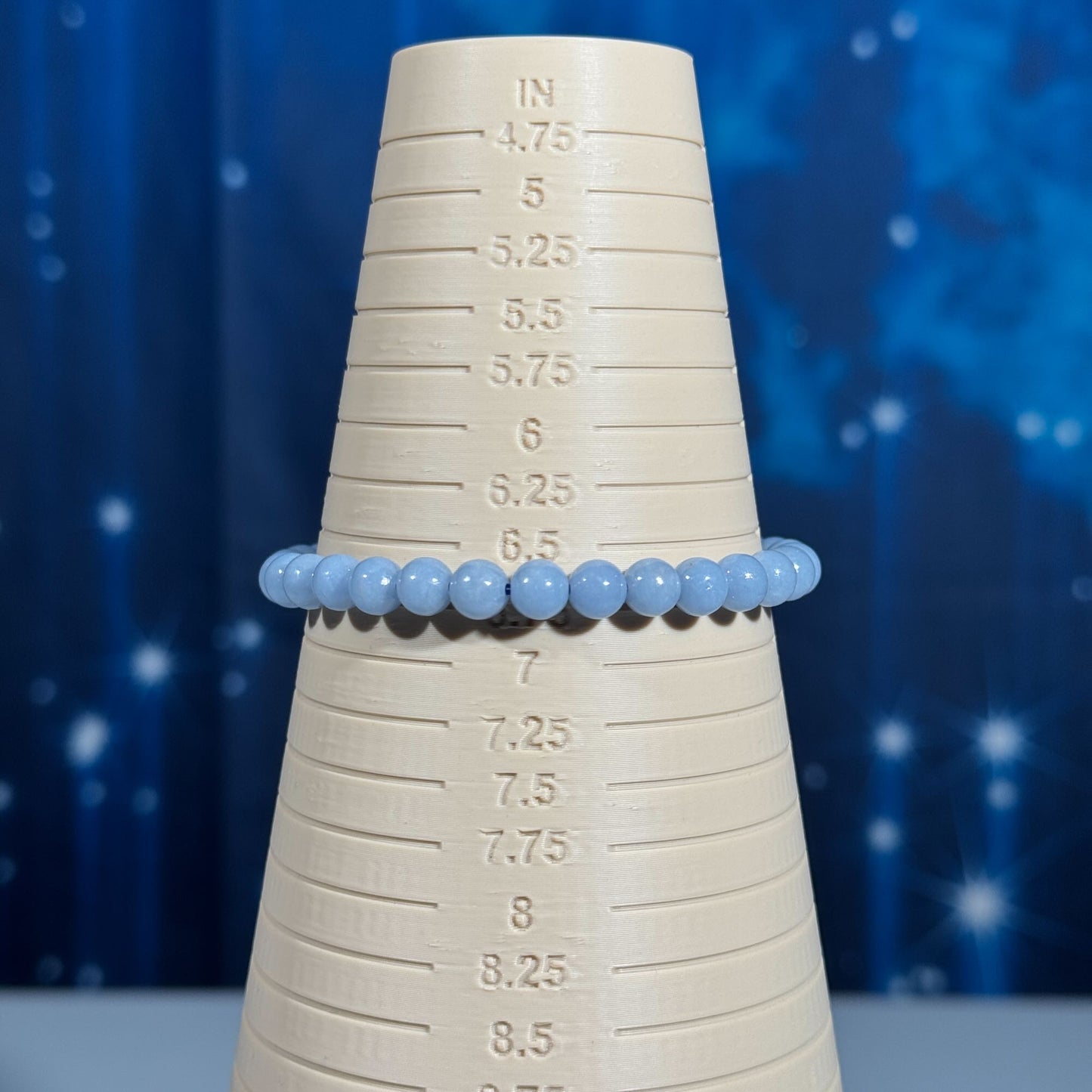 One (1) Angelite bracelet – stretchy | 6mm beads