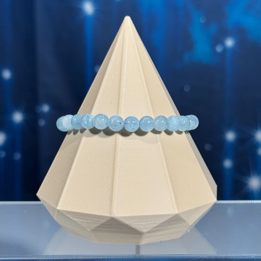 One (1) Aquamarine bracelet – stretchy | 6mm beads