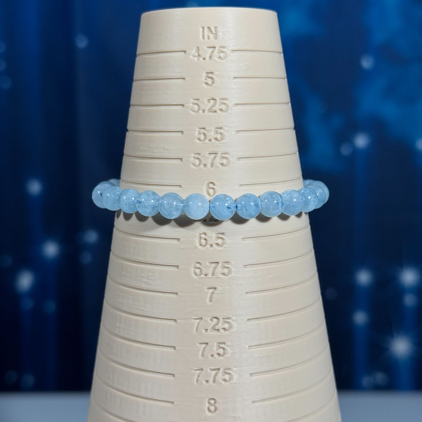 One (1) Aquamarine bracelet – stretchy | 6mm beads