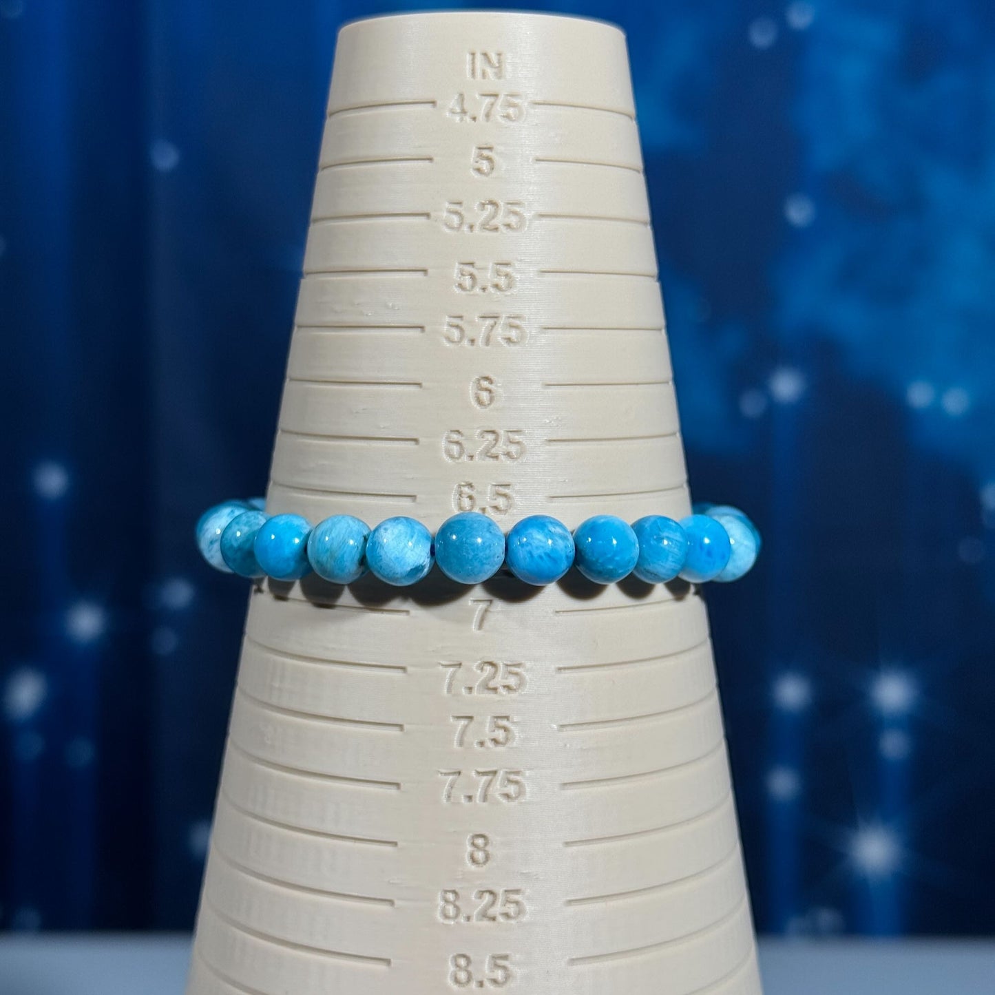 One (1) Blue Apatite bracelet – stretchy | 7mm beads | lower quality