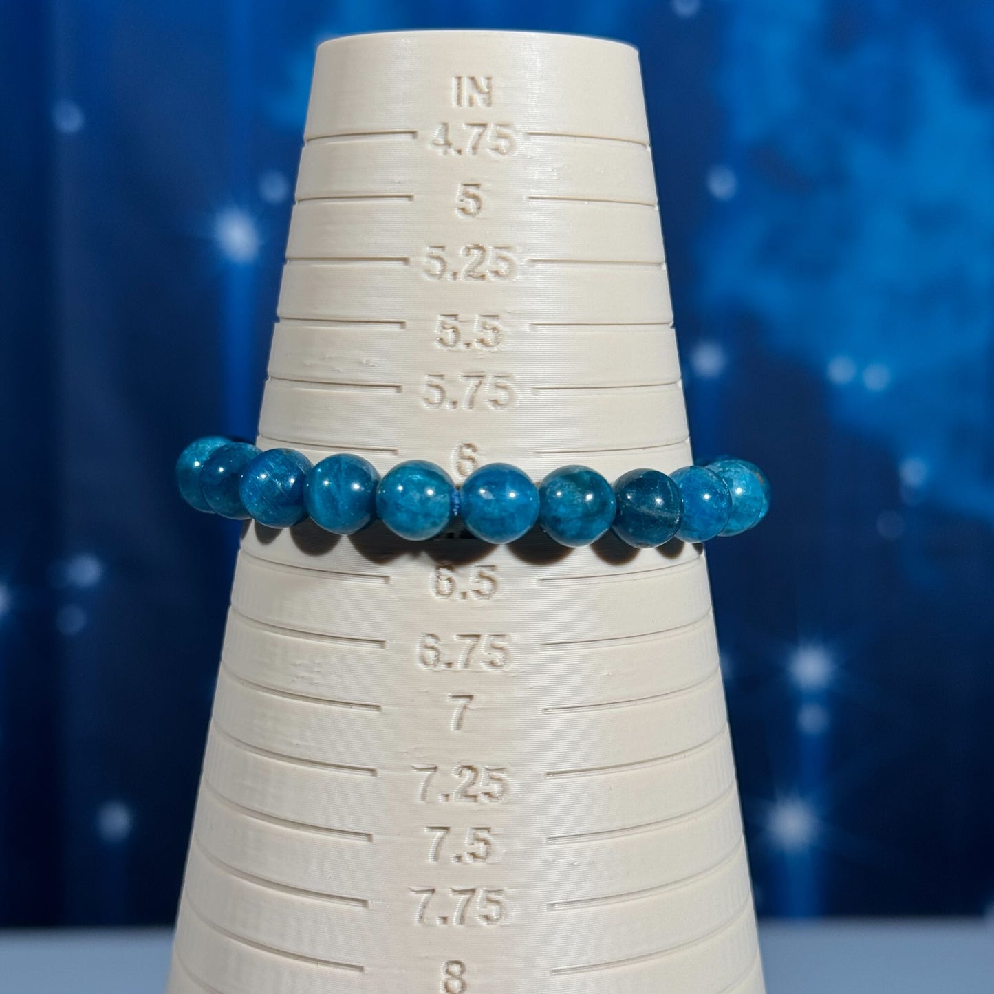One (1) Blue Apatite bracelet – stretchy | 8mm beads