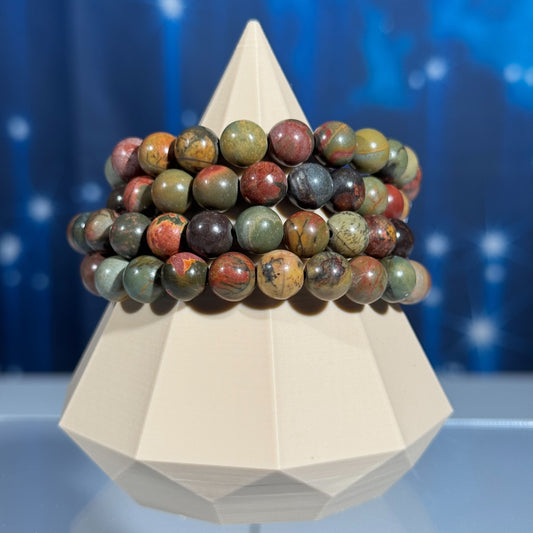 One (1) Cherry Creek Jasper bracelet – stretchy | 8mm beads
