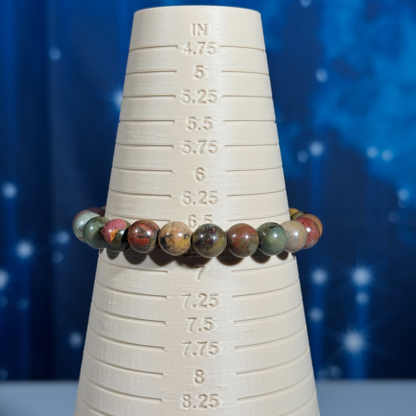 One (1) Cherry Creek Jasper bracelet – stretchy | 8mm beads