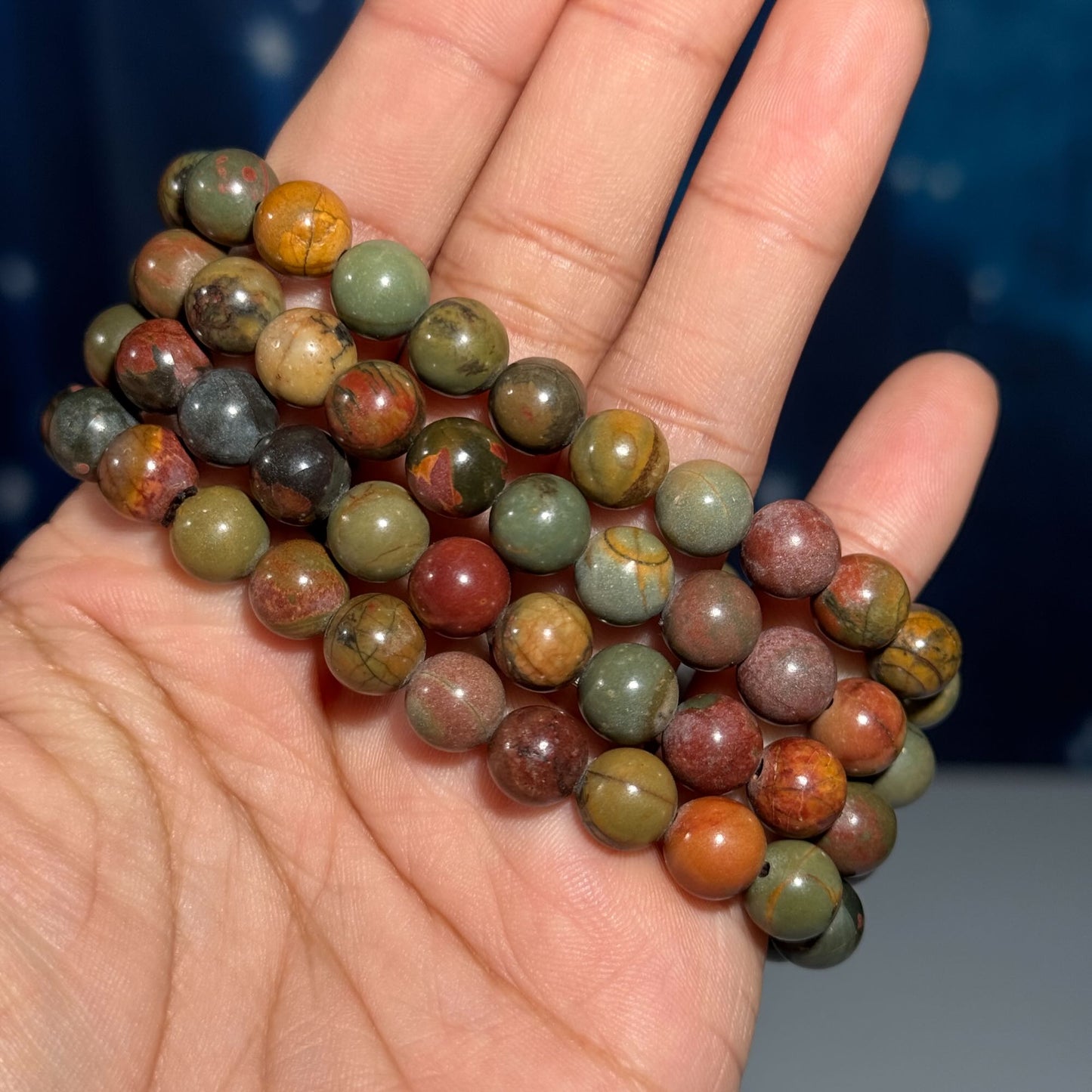 One (1) Cherry Creek Jasper bracelet – stretchy | 8mm beads